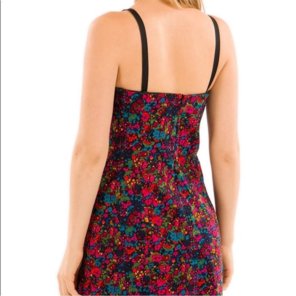 Nanette Lepore Mini Dress Strapless Retro Honeysuckle Floral Denim Size 4 - Picture 8 of 10